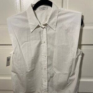 Aritzia BABATON White Button Up Sleeveless Blouse with Shoulder Pads - S NEW
